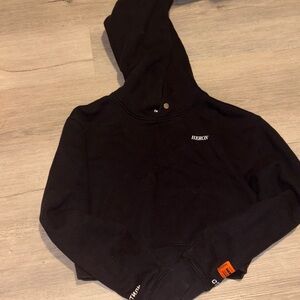 Heron Preston Black Pullover Hoodie with Small White Logo